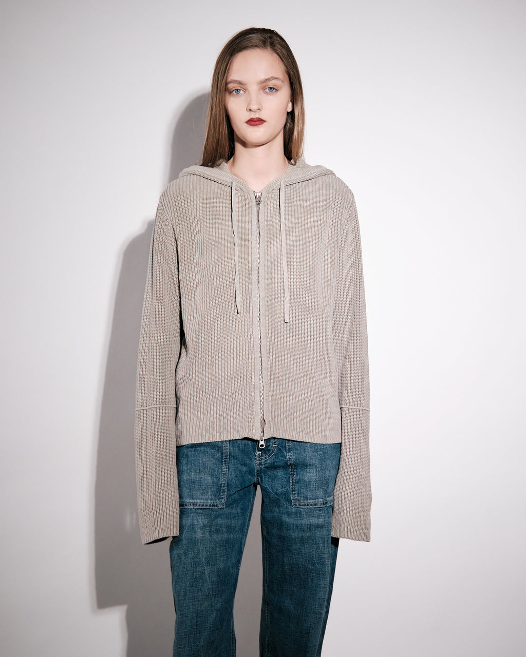 Irene Zip Hoodie Khaki